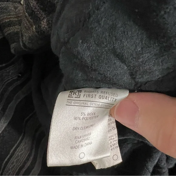 KR3W Lined Shirt Jacket Shacket Size Large KREW Wool Blend Canvas Stripes Black - Picture 6 of 6